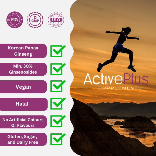 Active Plus Premium Korean Panax Ginseng 1000mg, 120 vegetarian capsules