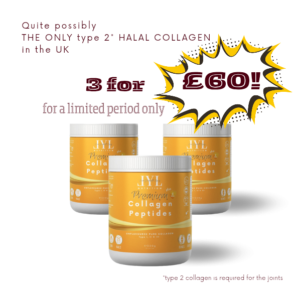 FLASH SALE!! 3 for £60! LYL Nutrition Premium Collagen Peptides Type 1, 2 & 3, UNFLAVOURED HALAL with added Vitamin C