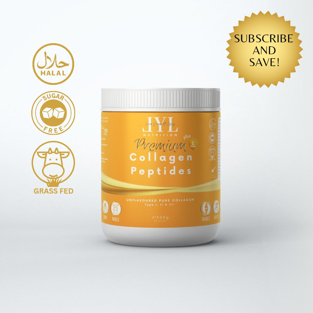 LYL Nutrition Premium Collagen Peptides Type I, II & III, UNFLAVOURED HALAL with added Vitamin C