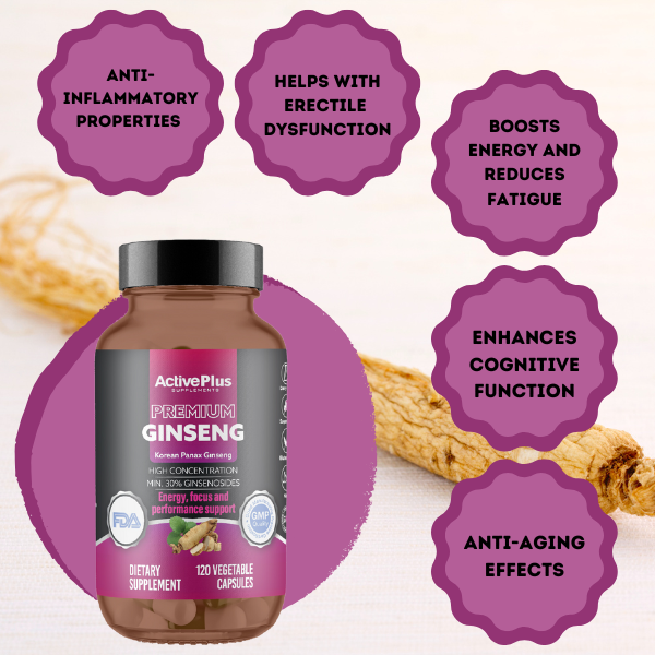 Active Plus Premium Korean Panax Ginseng 120 vegetarian capsules